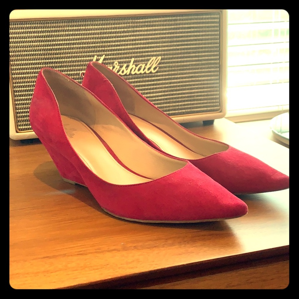Pink Suede wedges